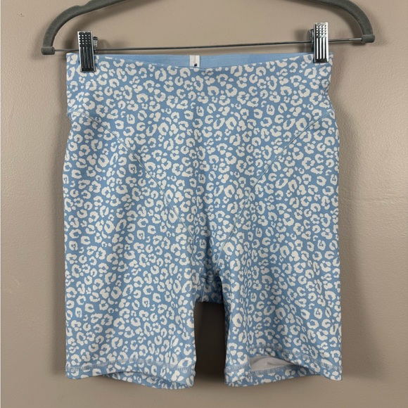 Adam Selman Sport Blue Leopard Print Shorts French cut high rise size medium - Picture 13 of 14